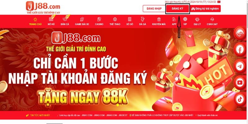 Cách tạo mới tài khoản qua trang web